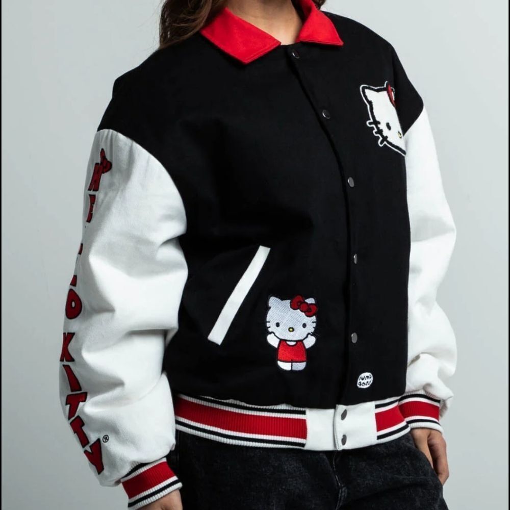HELLO KITTY x Dumbgood varsity black and white unisex jacket L - Picture 3 of 17